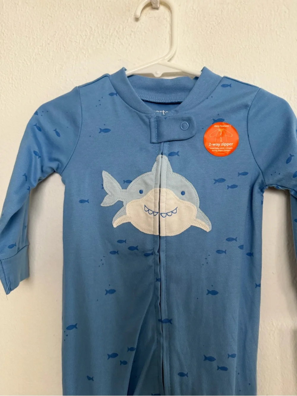 Carter's Light Blue Shark Footed One-Piece Pajama